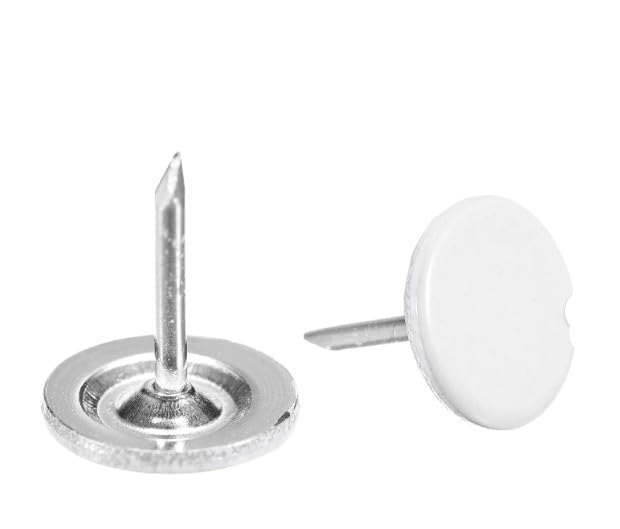 100 Pcs Push Pins, White Thumb Tacks, Flat Decorative Pin Push Pins Home/Office for Bulletin Board,Notice Board/Map Nails,Tape, Adhesives and Fasteners（Rounded 11mm/0.43" Nailhead L13mm/0.51"）