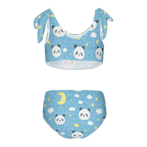 Wusikd Pandas Faces Clouds Girls Swimsuits Two Piece Moon Stars Swimwear Bikini Set for for Girls Size 3T2