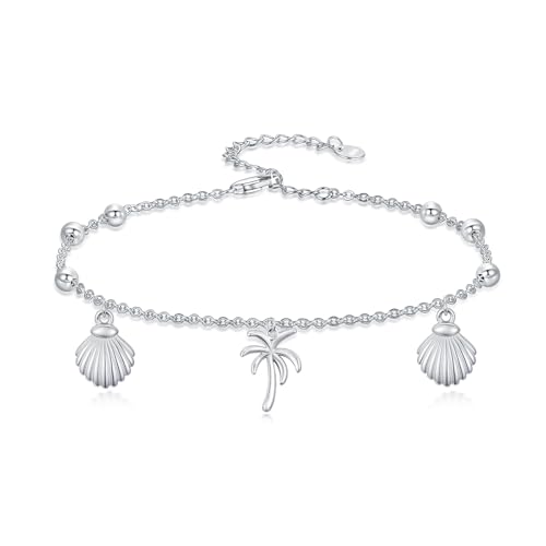 Image of 925 Sterling Silver Layered Ankle Bracelets for Women Jewelry Gifts | 925 Sterling Silver Layered Sea Turtles /Elephant /Wave Anklet Animal Bracelet Summer Ocean Beach Jewelry Gifts for Women