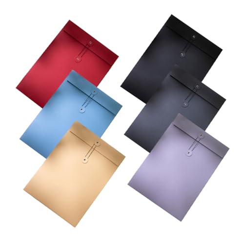 ELAYARD 6個 紐付き封筒 耐久紙素材 書類収納ケース ポータブルファイルポーチ オフィス 学校用 請求書 レター保管用 パック