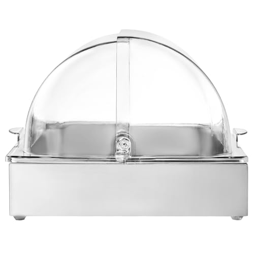 Happybuy Countertop Food Serving Display Container, 1-Pan Stainless Steel Buffet Tray with Clear Lid & 3 Ice Trays, Perfect for Restaurants, Hotels, Parties, and Kitchen Use