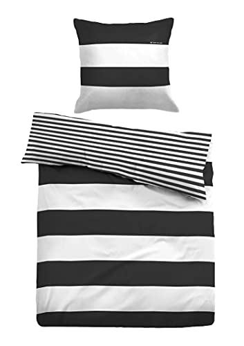 TOM TAILOR 0049769 Bettwäsche Garnitur mit Kopfkissenbezug Linon 1x 155x220 cm + 1x 80x80 cm, black