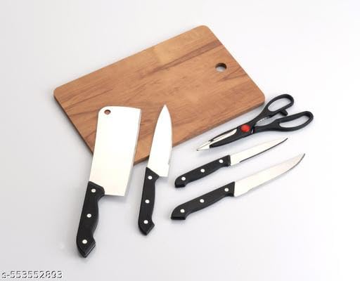 Image of ss Knife Set with Chopping Board(Wooden CHOPING Bord + Knife) /303 KP2816