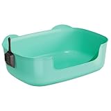 High Sided Litter Box 16x11x6 SplashProof Plastic Low Entry Litter Box with Shovel Cute Ear Shape Cat Toilet