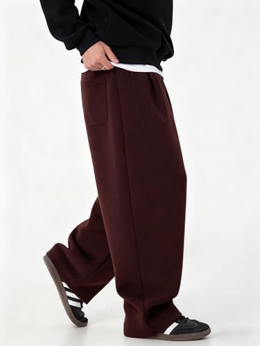 Image of Mens Baggy Sweatpants Wide Leg Casual Elastic Waist Drawstring Athletic Loose Jogger Fall Sweat Pants with Pockets