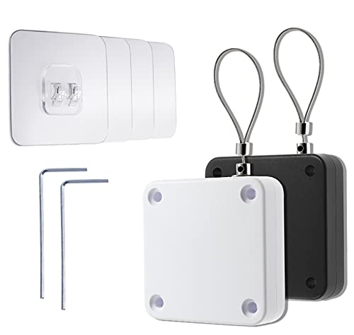 Rierdge Set Of 2 Punch-Free Automatic Sensor Door Closer, Multifunctional Drawstring Auto Door Closer For Residential Commercial Bedroom Room Storm (Black & White) #TOP7