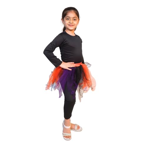 Image of Kaku Fancy Dresses Halloween Skirt for Girls | Halloween Dress for Girls | Halloween Costume for Kids | Horror Dress for Kids | Scary Cosplay Costume - 7-8 Years Multicolour