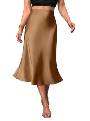 Solid Color Zipper High Waist Satin Skirt 2025 Fashion Skirts for Women