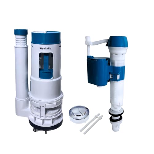 Image of crystal Water Saving toilet repairing kit Dual Flush Siphon with advance High pressure float valve With 58 mm chrome plated button For one piece flush Tank Commode (8 inch siphon)