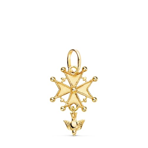 Inmaculada Romero IR Croix pendentif Pendentif Huguenotte unisexe en or 18 carats 23 mm. colombe...
