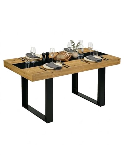 Amveya Mesa de Comedor 160 x 80 x 75 cm Mesa Rectangular para 6 a 8 Personas con Aspecto de Madera Mesa de Cocina Estable de Estilo Industrial Moderno para Comedor Cocina salón Color Roble
