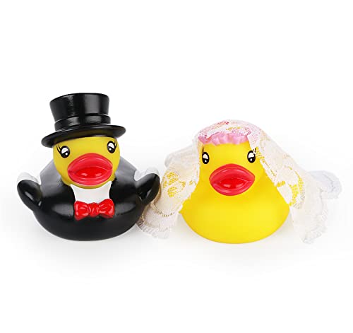 Adorfine Ente Hochzeitspaar Badeenten Brautpaar Quietscheente Hochzeitspaar für Hochzeitsgeschenk Partydekoration Hochzeitsdekoration