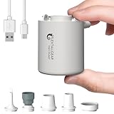 FLEXTAILGEAR Tiny Pump Portable Air Pump Ultra-Mini Air Pump with 1300mAh Battery USB Rechargeable to Inflate Deflate for Pool Floats Air Bed Air Mattress Swimming Ring Vacuum Storage Bags(Light Gray)