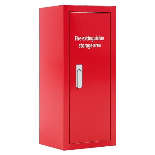 Image of MorningRo Fire Extinguisher Cabinet, Wall & Surface Mount Steel Cabinet, Heavy Duty Fire Extinguisher Holder, 201 Stainless Steel Wall Mounted, Red, Fits 5-10 lb Extinguishers