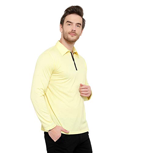 Image of Men's Cotton Blend Full Sleeve Zip Neck Polo T-Shirt (Pack of 1)
