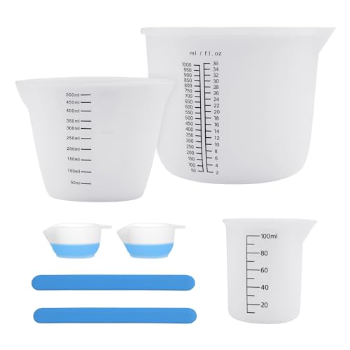 Silikon Messbecher Set für Epoxidharz, 1000ml/500ml/100ml, Messbecher aus Silikon, Epoxidharz Zubehör, DIY, Küche Labor Handwerk, leicht zu reinigen Silikon Messbecher Set für Epoxidharz, 1000ml/500ml/100ml, Messbecher aus Silikon, Epoxidharz Zubehör, DIY, Küche Labor Handwerk, leicht zu reinigen