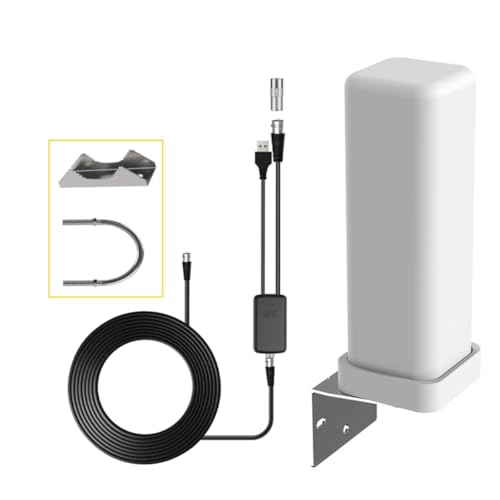 Miiauflskld Antena de TV Digital 4K 35dBi Canal HDTV Gratuito para Exteriores Amplificador de Señal de Alcance de 6000 Millas para ATSC/DVB-T/DMB-T/ISDB-T