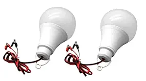 ERH India 2 Pcs 12V DC 12 Watt LED Bulb White Light with Alligator Clip For Automotive Lighting, Marine Applications, etc.