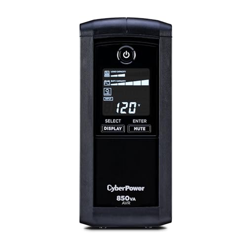 CyberPower CP850AVRLCD Intelligent LCD UPS Battery Backup and Surge Protector, 850VA/510W, 9 Outlets, AVR, Mini-Tower, UL Certified