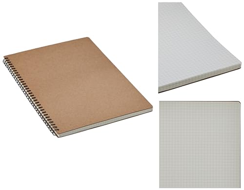 Image of amazon basics Dot Grid Notebook, 100 Pages, A4 Size (8.5x11 inches), Dotted Pattern 5MM, Kraft Cover, Pack of 2
