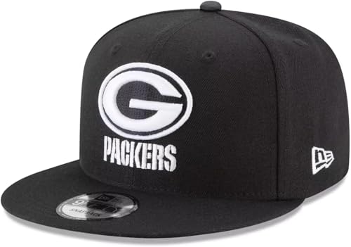 New Era NFL 9FIFTY Black White Adjustable Snapback Hat Cap One Size Fits All (Green Bay Packers)