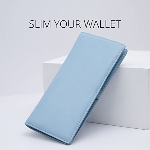 Image of Alldaily Ultra Slim Thin Women Wallet RFID Blocking Credit Card Holder Bifold Long Ladies Billfold (Light Blue)
