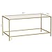 Homleke Glass Coffee Table, Modern Rectangular Coffee Table for Living Room, Minimalist Center Tea Table with Sturdy Metal Frame for Apartment, Office, Easy Assembly, 39.4 x 19.7 x 17.7 Inches, Golden