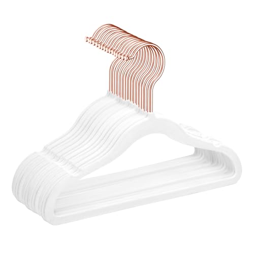 Image of MIZGI Baby Velvet Hangers,Non-Slip Kids & Toddler Hangers,11.8 Inch Hangers for Baby Clothes,Pack of 50(White)