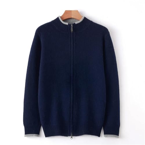 Men's Autumn Winter Cashmere Sweater Half High Neck Knitted Zippered Cardigan Solid Color Wool Top4