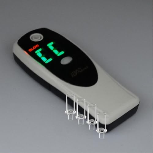 Image of Breathalyzer with LED Display, Visible at Night. Long Battery Life and Last 300 Test with Alkaline Batteries (B & W 008)