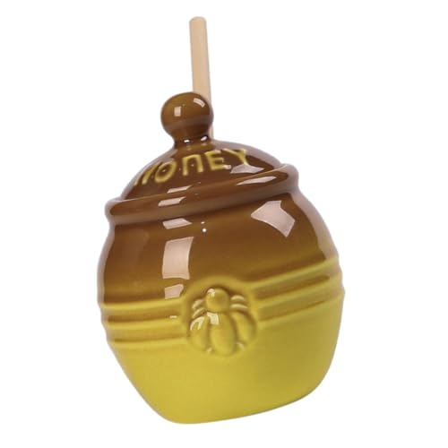 Ciieeo Ceramic Honey Bear Jar Small Honey Storage Jar Mini Dripper for Kitchen Decor Bear