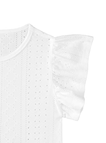 Image of Girls' Summer Shirts Cute Tops Ruffle Sleeve Crew Neck Casual Tees