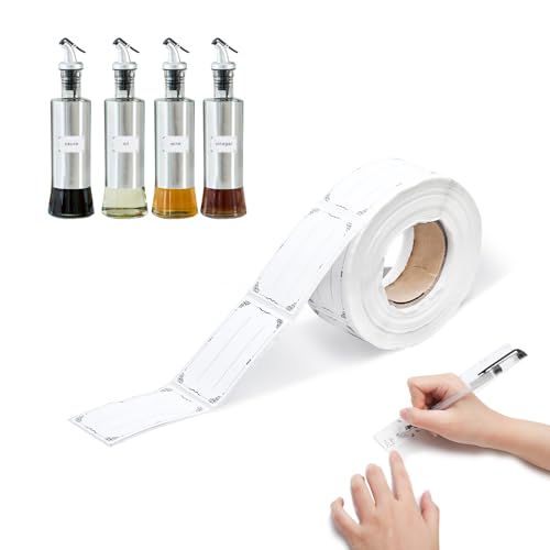 APOMOONS 600 Etiquetas Autoadhesivas para Congeladores en Rollo, Pegatinas para Tarros de Mermelada, Etiquetas Adhesivas para Congelador de Alimentos, para Tarros, Cocina, Oficina Y Catering