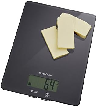 Silvercrest Toughened Glass Stylish Electronic Digital Kitchen Weighing Measurement Scale, 5 Kgs, Black