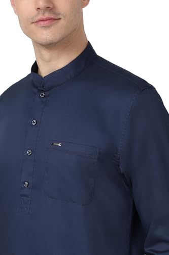 Image of Peter England Men Cotton Regular Fit Everyday Festive Solid Short Kurta