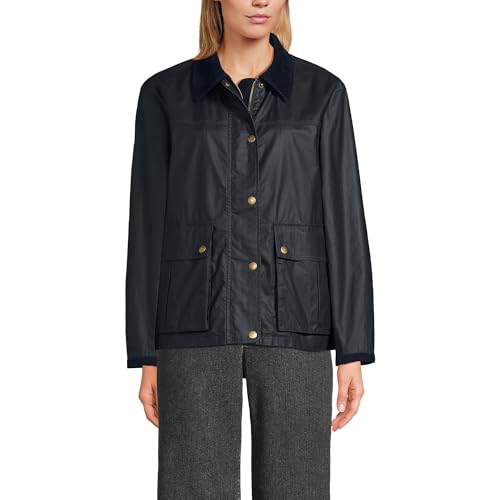 Lands' End Women's Waxed Cotton Barn Jacket Small Dark Navy