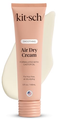 Kitsch Smoothing Air Dry Cream for Hair – Frizz Control Hair Care Product with Castor Oil & Coconut Oil – Weightless Styling Cream - Enhances Natural Texture Appearance | Ideal Gifts for Women – 5 oz