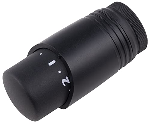 Tête thermostatique pour radiateur ou seche serviette couleur noire mat M30x150 raccordement facile/rapide | Réglage précis pour maitrise consommation d'energie NOYON...