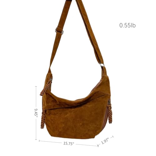 Women's Crescent Crossbody Bag – Large Capacity Suede Sling Bag, Travel Shoulder Bag for Women, Tote Purse4