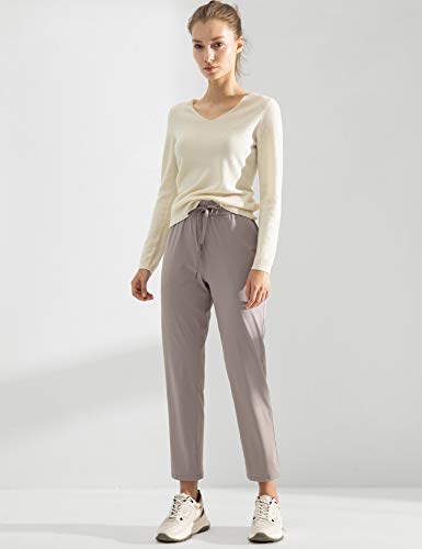 Image of AJISAI 7 /8 Joggers Travel Pants with Pockets Lounge Casual Stretch Workout Pants for Women