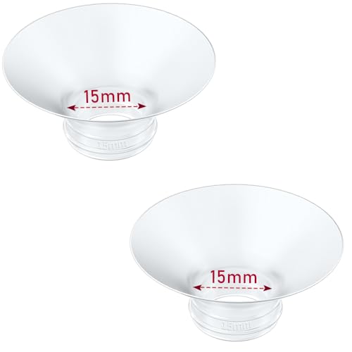 IVARONAL Flange Insert 2PCS 15mm Compatible with Momcozy M9/M6/M5/S12 Pro/V1 Pro/V2 pro Spectra/Medela/Elvie/NCVI/TSRETE/eufy/Lansinoh/Paruu/MomMed Breast Pump 24mm Shields/Flanges (2pcs-15mm)