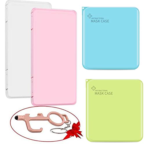 Photo 1 of 4 pack Mask Case Storage Portable with No Touch Door Opener Tool,Mask Storage Box Case for Recyclable/Dust Mask Storage Box (8.6x6.3inch+11x7.7inch, mixcolor) 8.6*6.3+11*7.7inch mixcolor