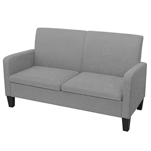 vidaXL Sofá 2 Plazas Tela 135x65x76 cm Gris Claro Asiento Silla Sillón Mueble