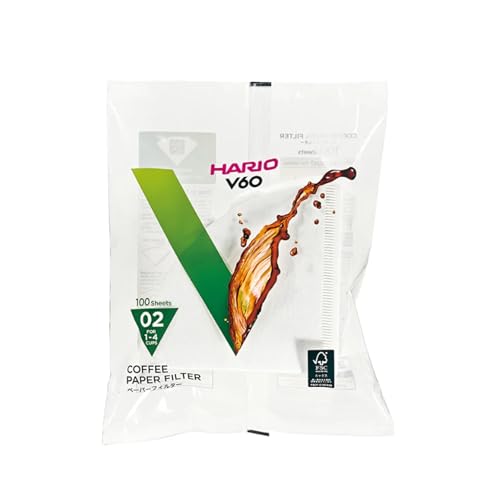 Image of Hario V60 Paper Coffee Filter, Size 02, White, 100ct Box