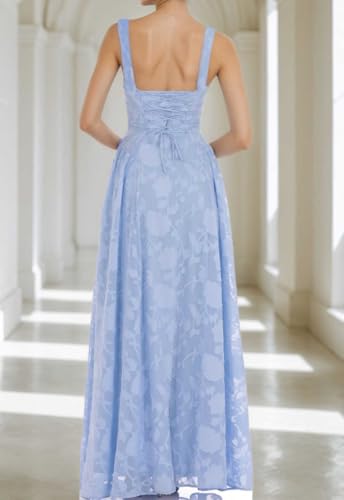 Lace Floral Square Neck Bridesmaid Dresses Long Pleated for Women Formal Evening Gowns3