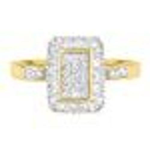 Haus of Brilliance 10KT Yellow Gold 1/2 cttw Diamond Rectangle Cluster Ring (I-J, I1-I2) - Size 7