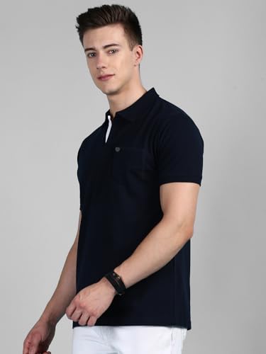 Image of Lux Cozi Men Cotton Regular Fit Polo Neck Half Sleeve Solid Casual T-Shirt with Chest Pocket | Pack of 2 |