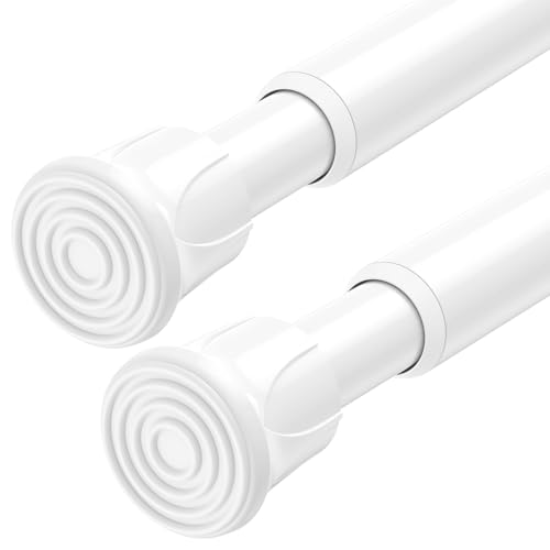 Image of 2 Pack Tension Rods for Windows 28 to 48 inch, Adjustable Curtain Rods No Drilling Spring Rods Extendable Pressure DIY Tension Rod for Window Closet Kitchen, White