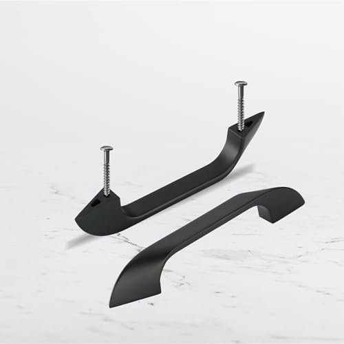 Image of LAPO 4 Inch Cabinet Handles for Kitchen Drawer, Wardrobe and Cupboard Use, Neat Surface Finish, Easy Quick Fit, 3 Years Warranty (96mm, Black Finish, Pack of 6) - Twist
