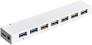 Amazon Basics Slim High-Speed 4 Port USB 3.0 Hub with AC Adapter for use with MacBook, Mac Pro, iMac, Surface Pro and more - Black
